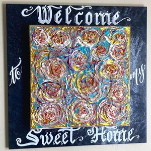 Original | Unique | Calligraphy Acrylic Canvas - Home Welcoming